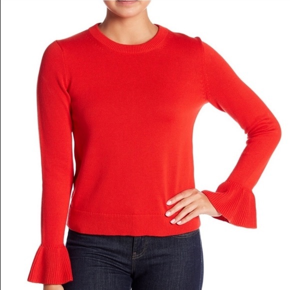 J. Crew Sweaters - J. Crew Red Bell Sleeve Crew Neck Sweater